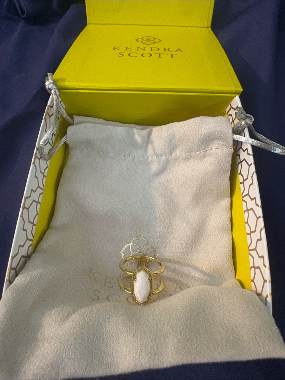 Kendra Scott Gold Elyse Ring with White opal Stone